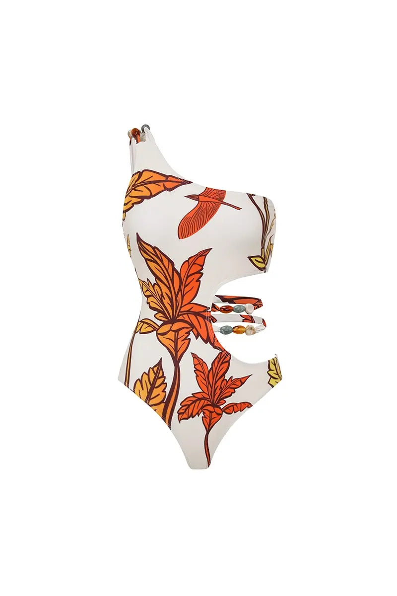 Maple Print Swimsuit Set Trio-ROVOLE