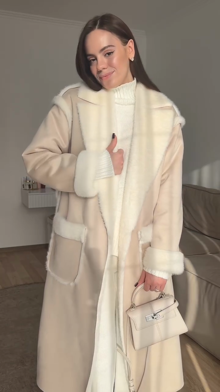 Beige long coat-Massicos