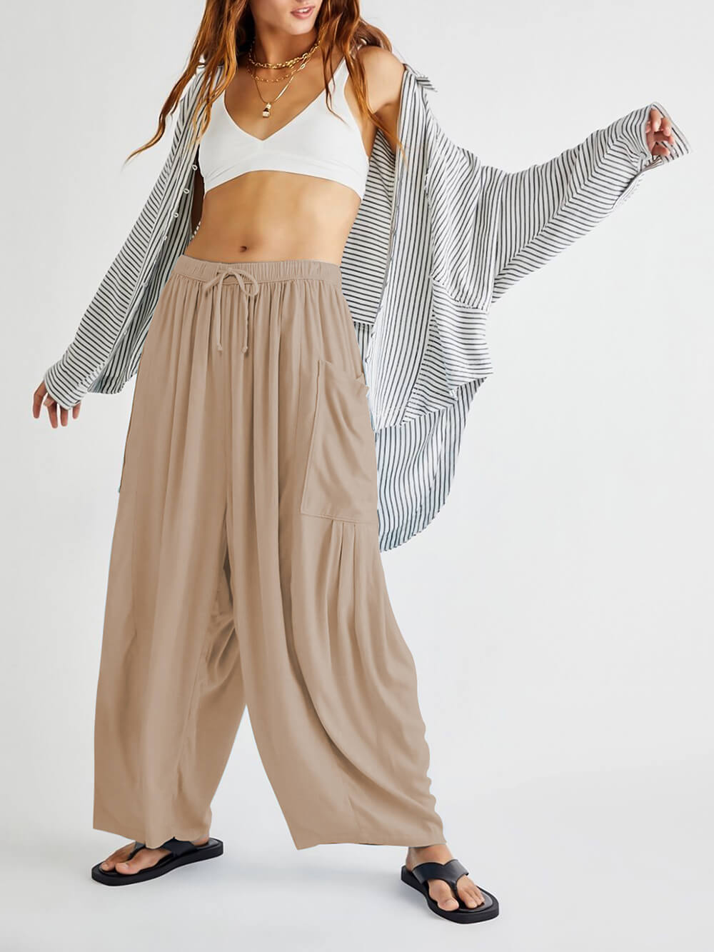 Comfortable Wide-Leg Yoga Pants-Massicos