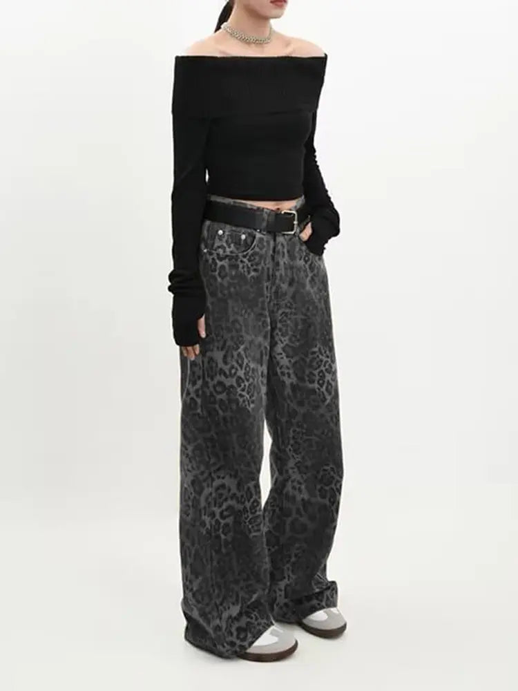 Vintage Leopard Print Jeans-Massicos