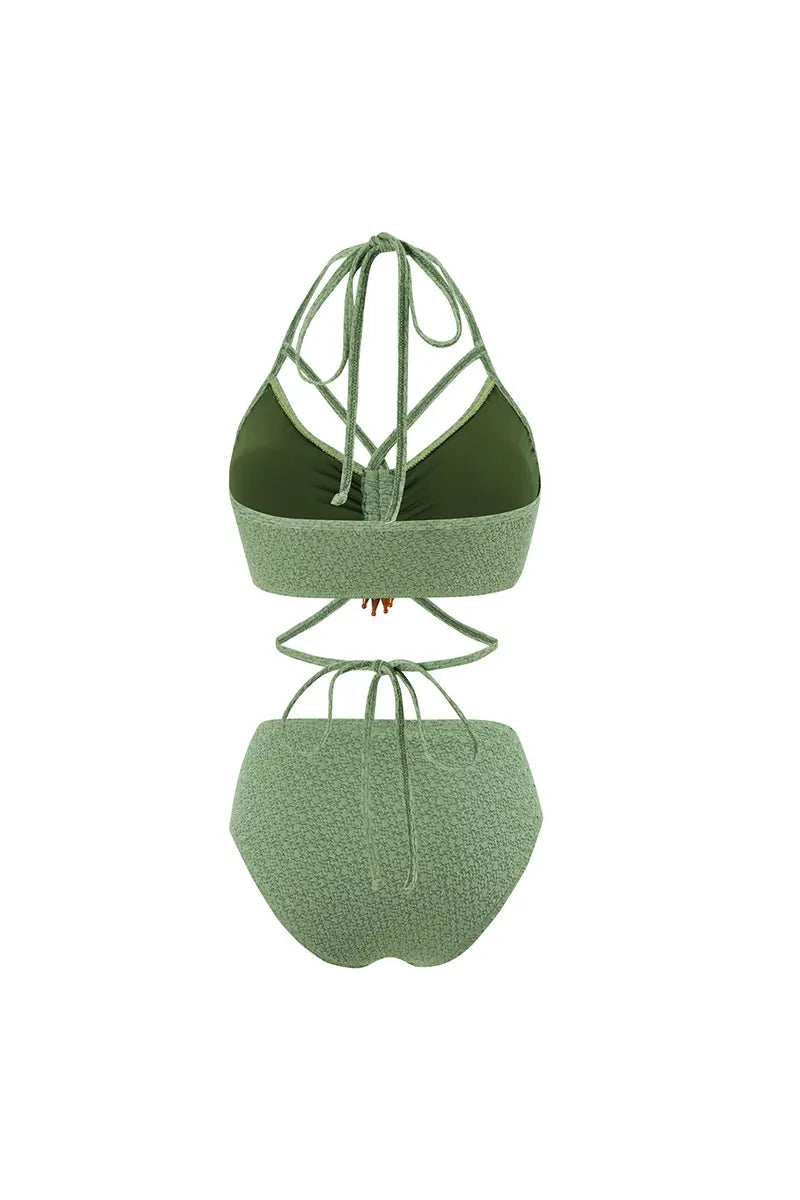 Boho Sage Green Bikini Set for Women-ROVOLE