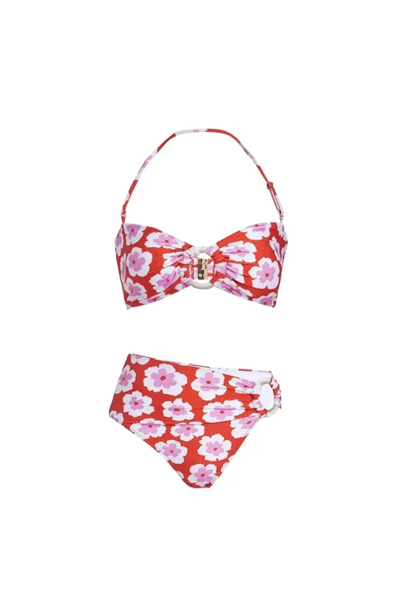 Halter Neck Printed Bikini Set-ROVOLE