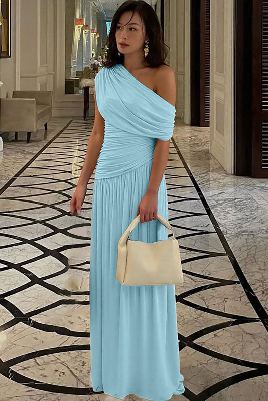 Asymmetric Cutout Evening Maxi Dress-ROVOLE
