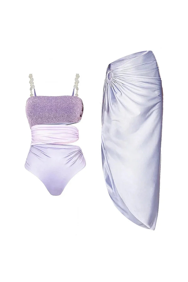 Glitter Cutout Resort Swimsuit Set-ROVOLE