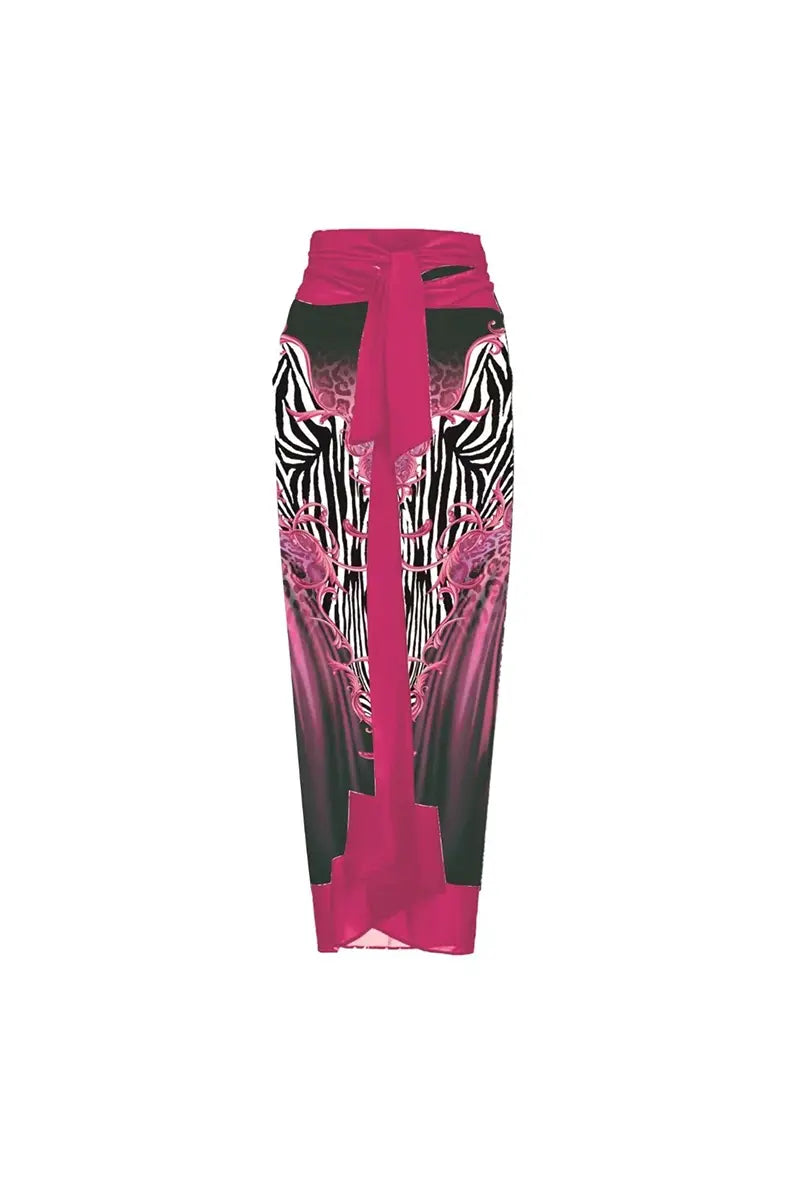 3D Fuchsia Floral Bust Decor Printed Swimsuit-ROVOLE