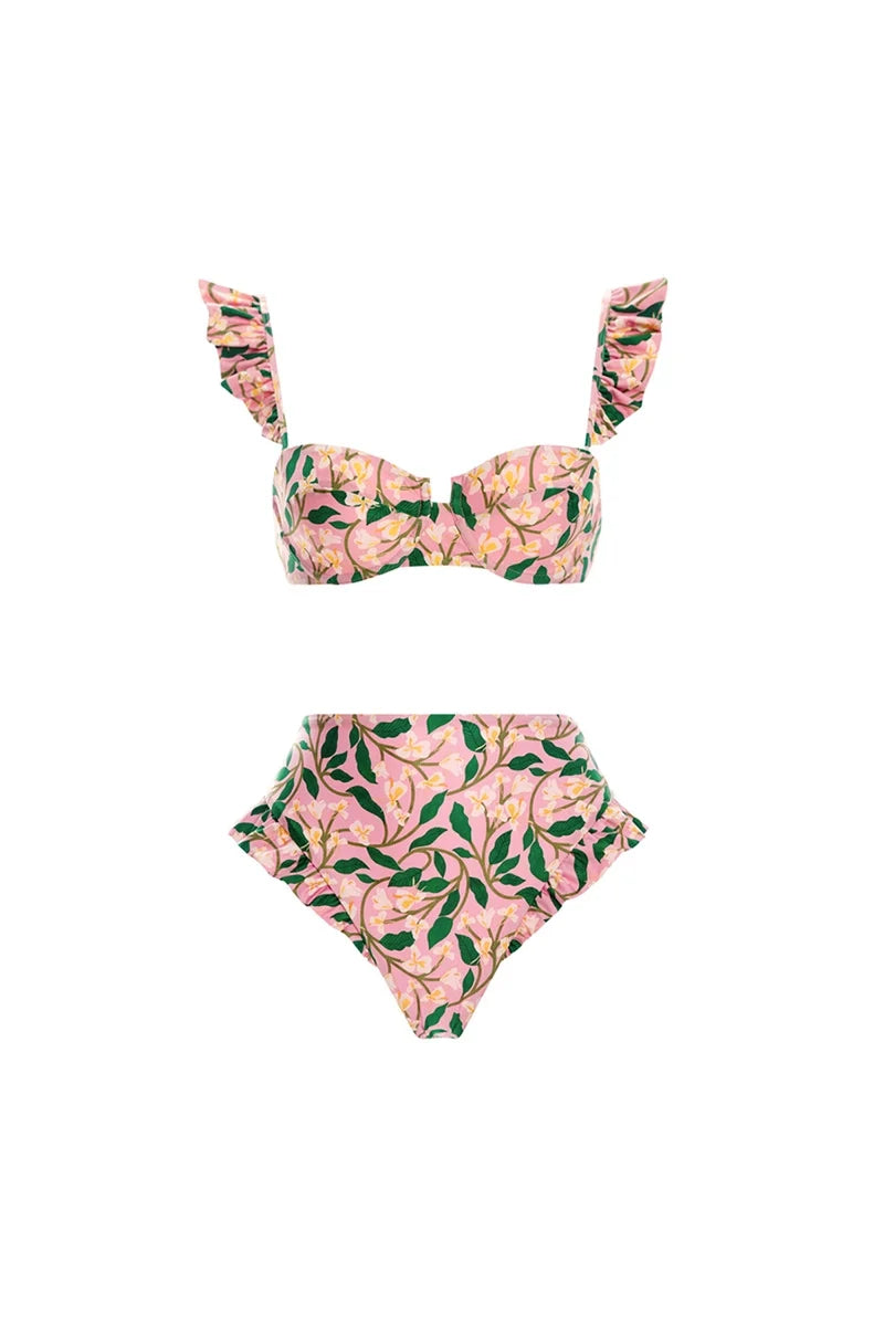 Mini Ruffle Floral Bikini Set-ROVOLE
