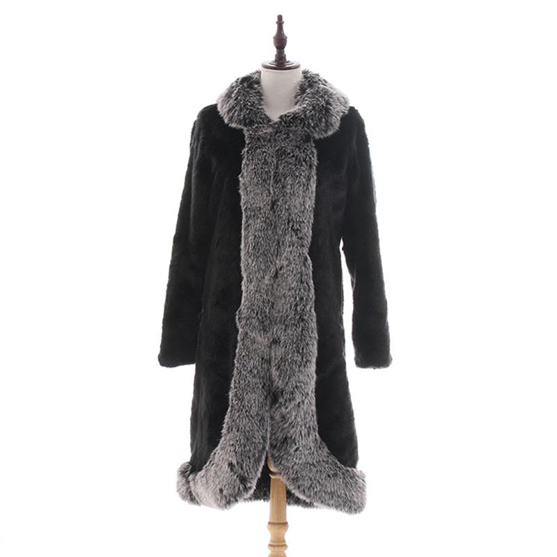 Black patchwork faux fur coats-Massicos