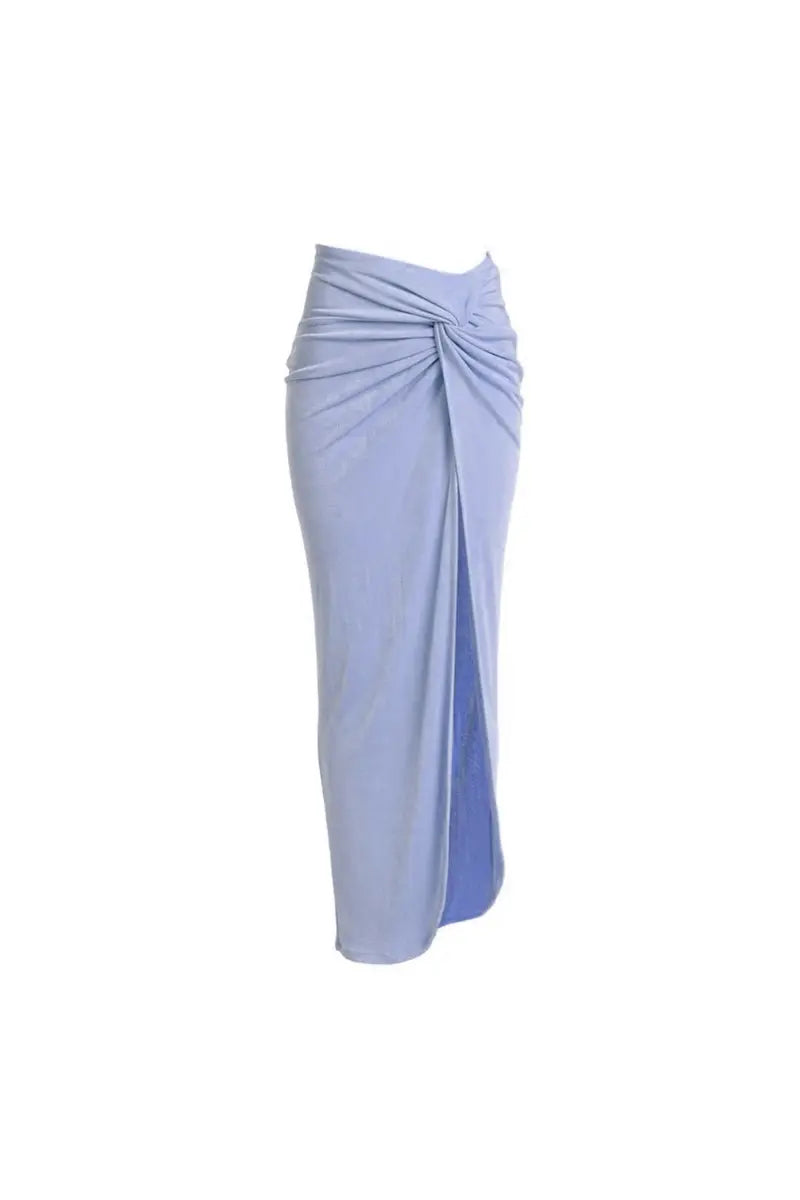 Morandi Blue High-Waist Bikini Set-ROVOLE