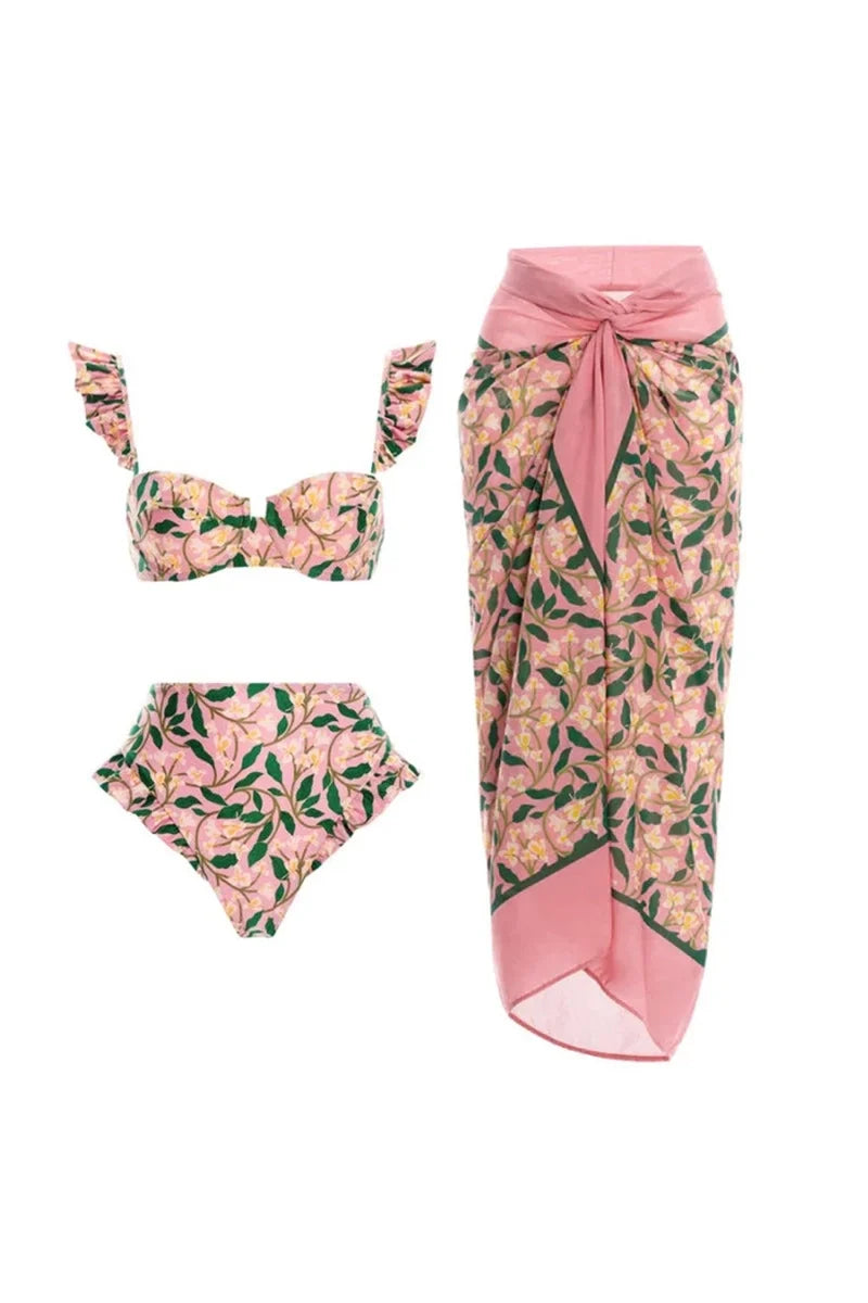 Mini Ruffle Floral Bikini Set-ROVOLE