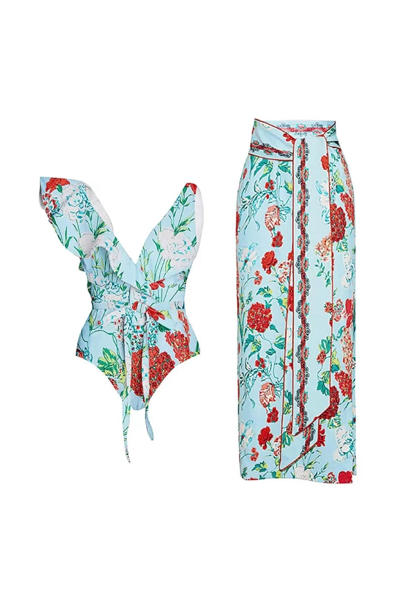 Lace Trim Tie-Up French Style Bikini Set-ROVOLE