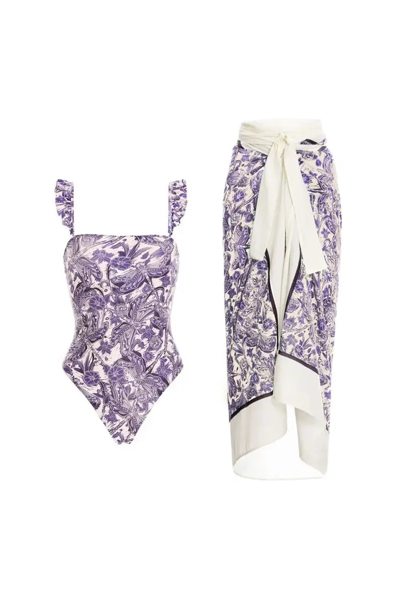 Dragonfly Ruffle Bikini Swimsuit Set-ROVOLE