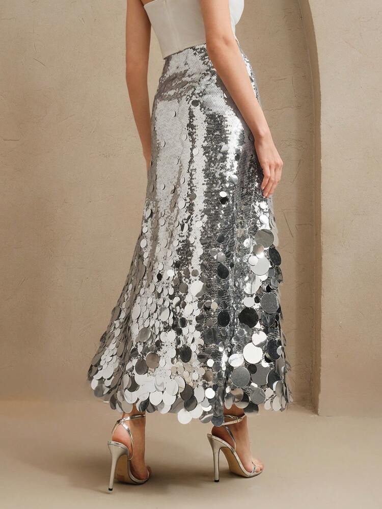 sequined long skirt-Massicos