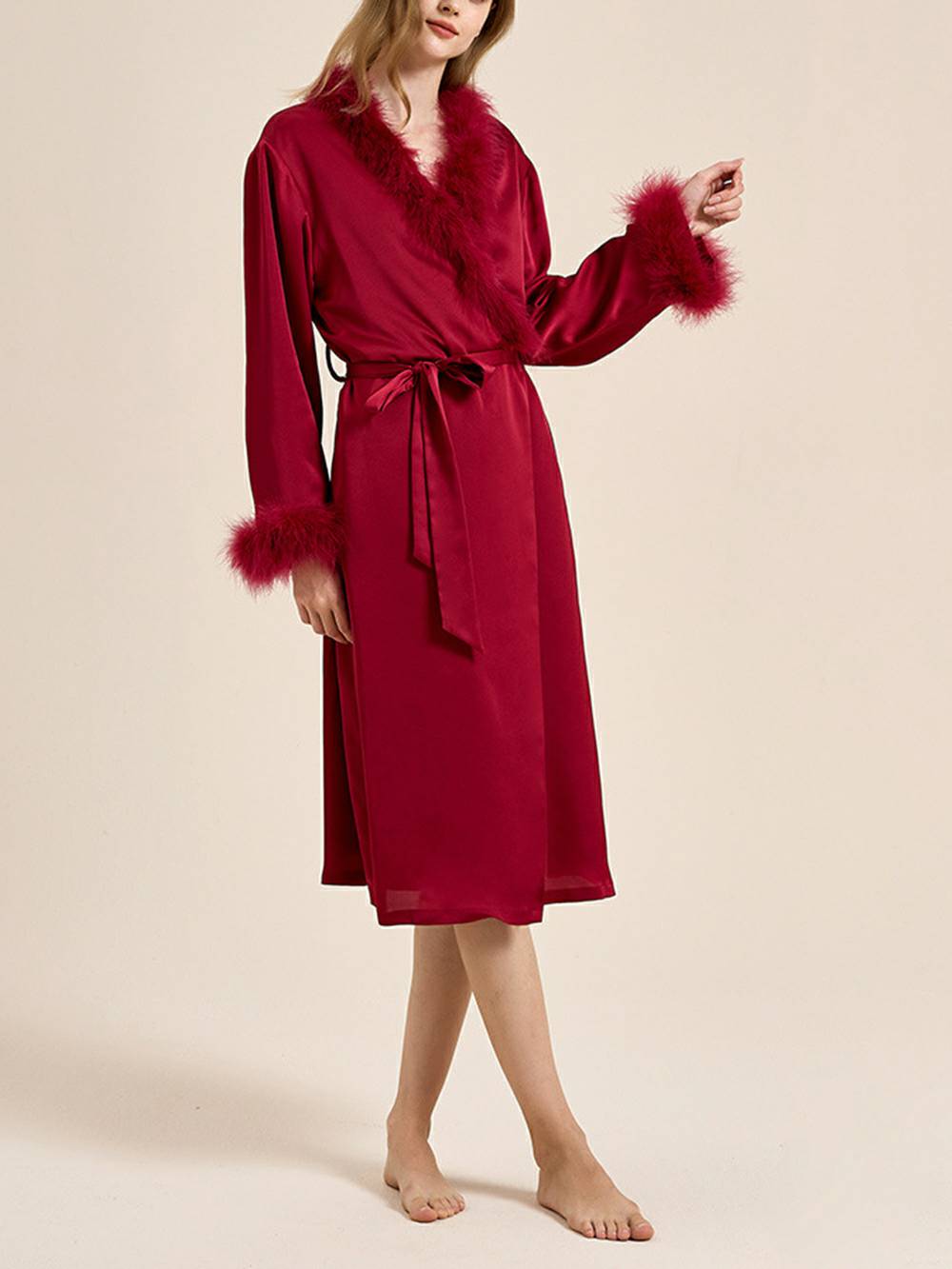 Bettie Page Lilac Feather Robe-Massicos