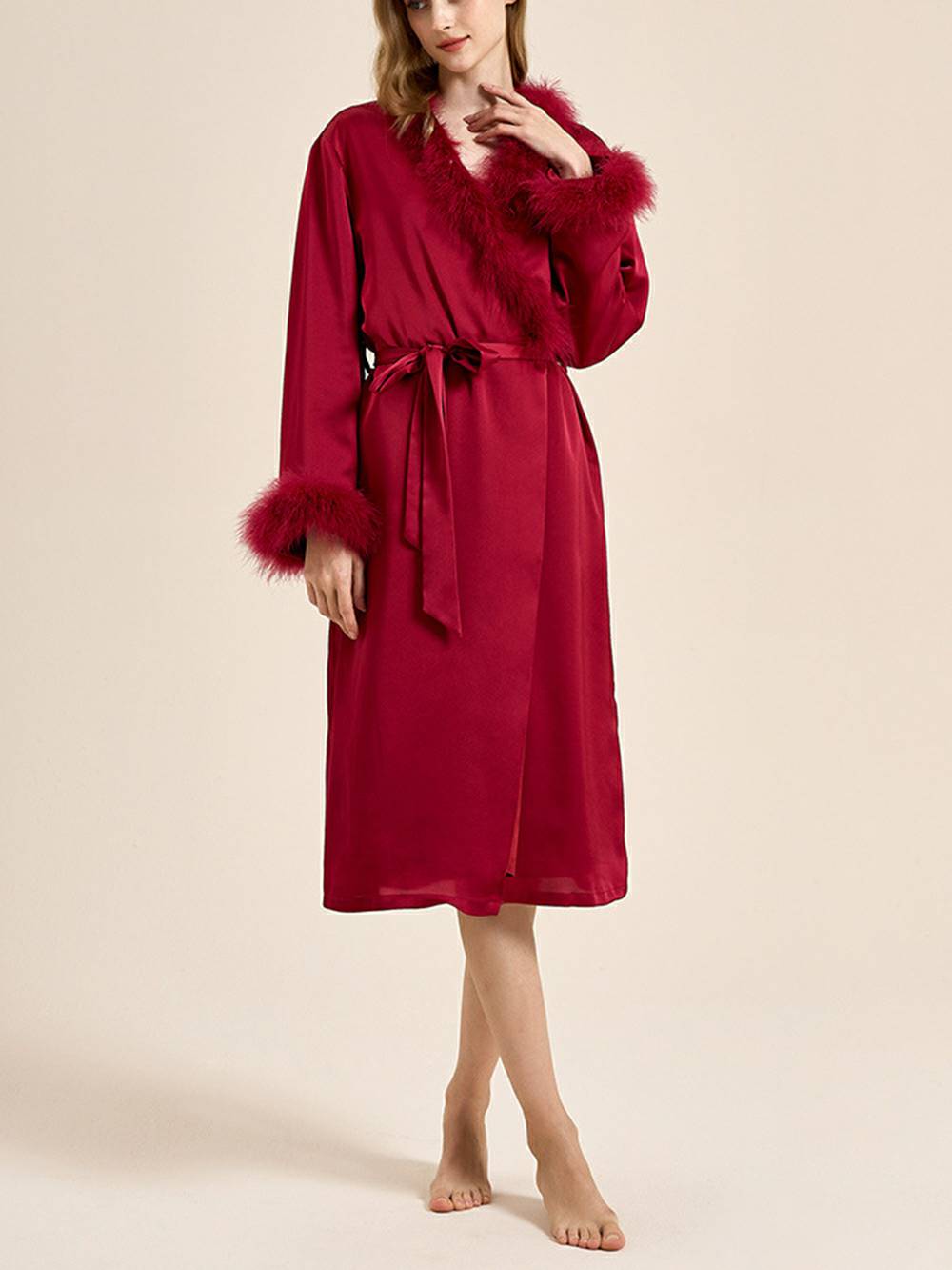 Bettie Page Lilac Feather Robe-Massicos
