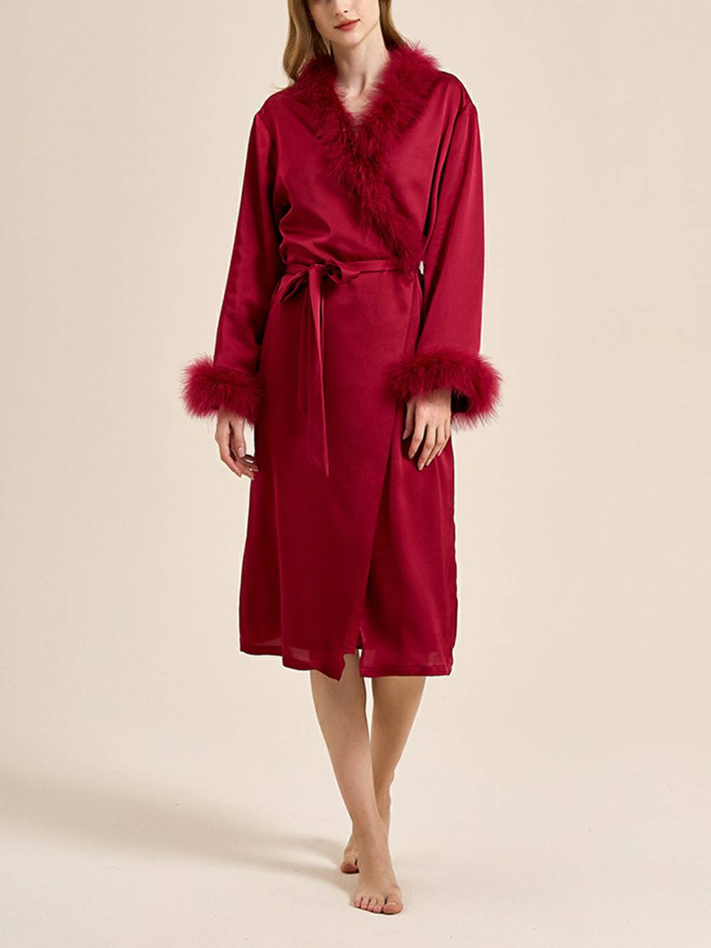 Bettie Page Lilac Feather Robe-Massicos