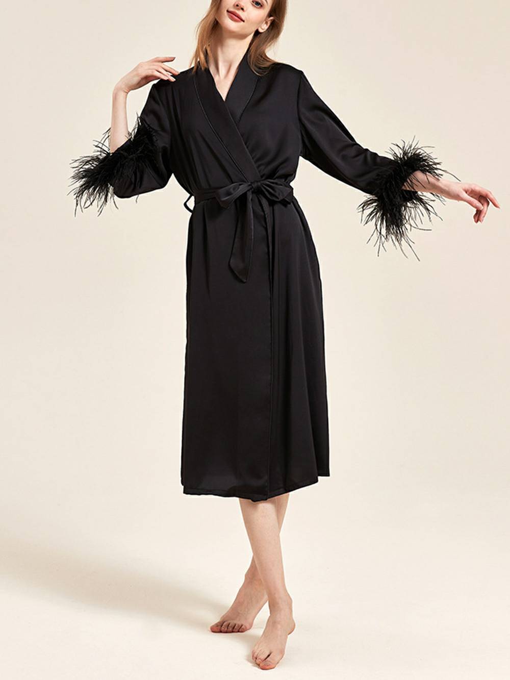 Pink Feather Bridal Robe-Massicos