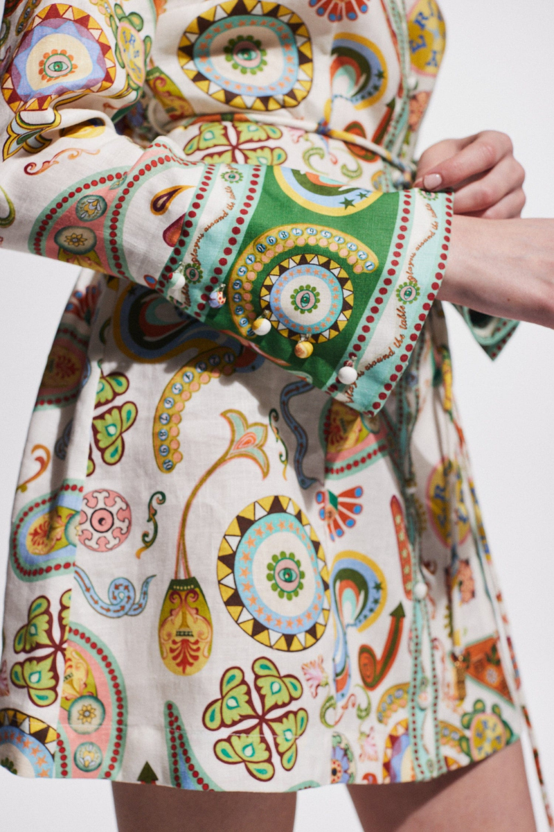 Aimeé Long Sleeve Paisley Mini Dress-ROVOLE