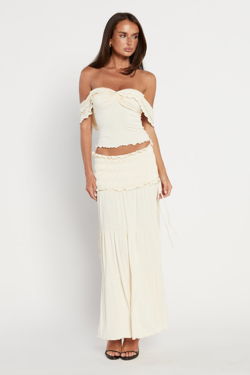 Amicie V Neck Twist Skirt Set-ROVOLE