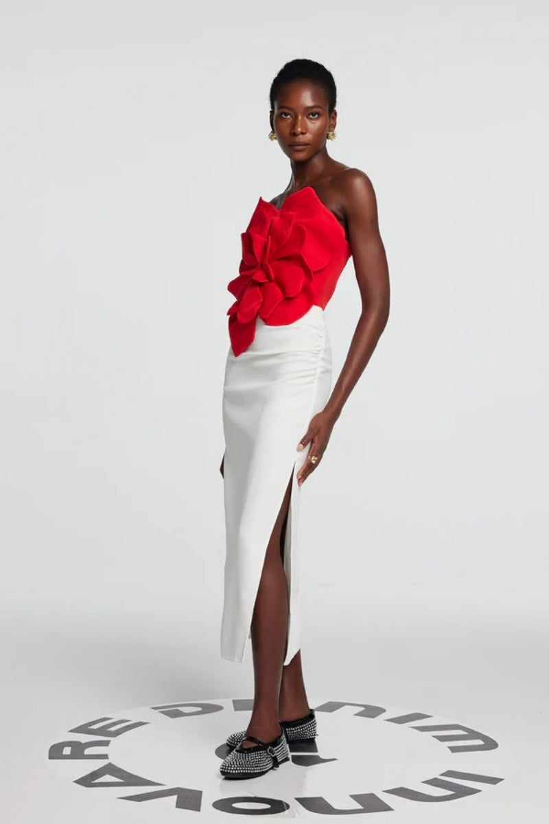 Scarlet Bloom Sculpted Top-ROVOLE