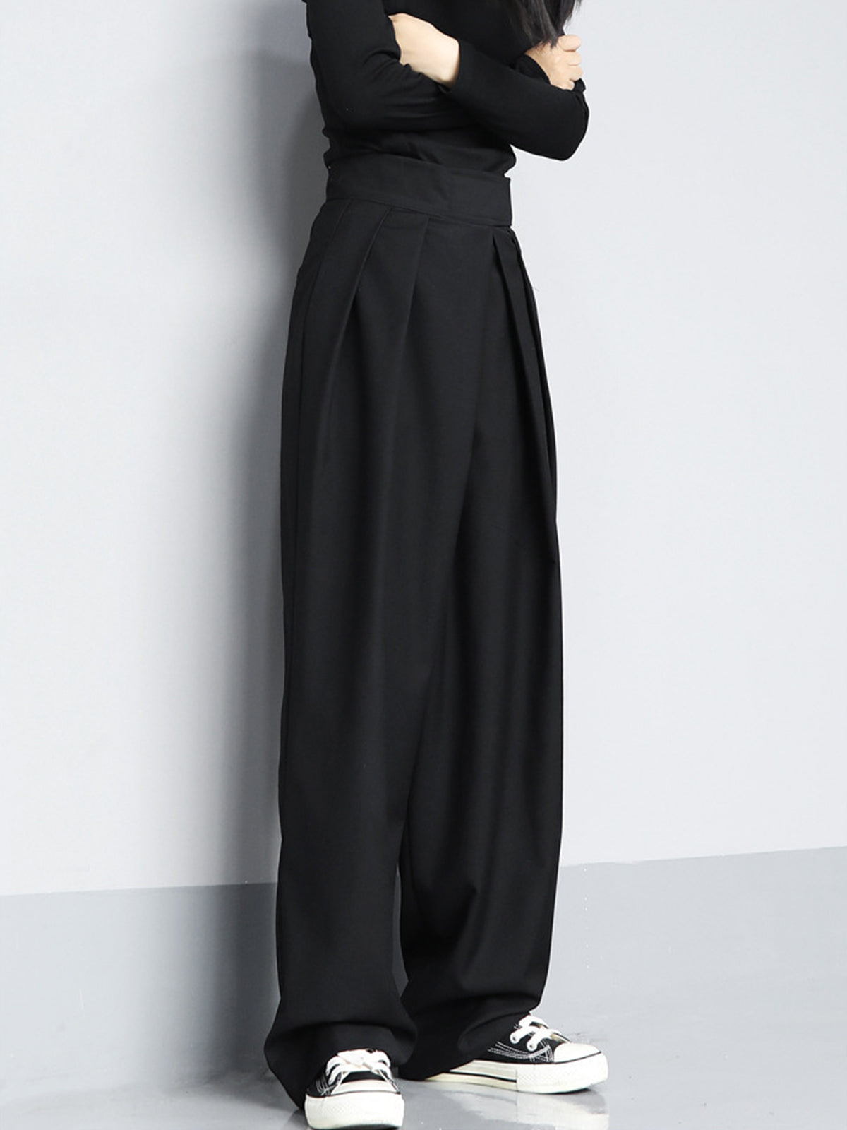 Hook-and-Loop Fastener Wide Leg Velcro Pants-Massicos