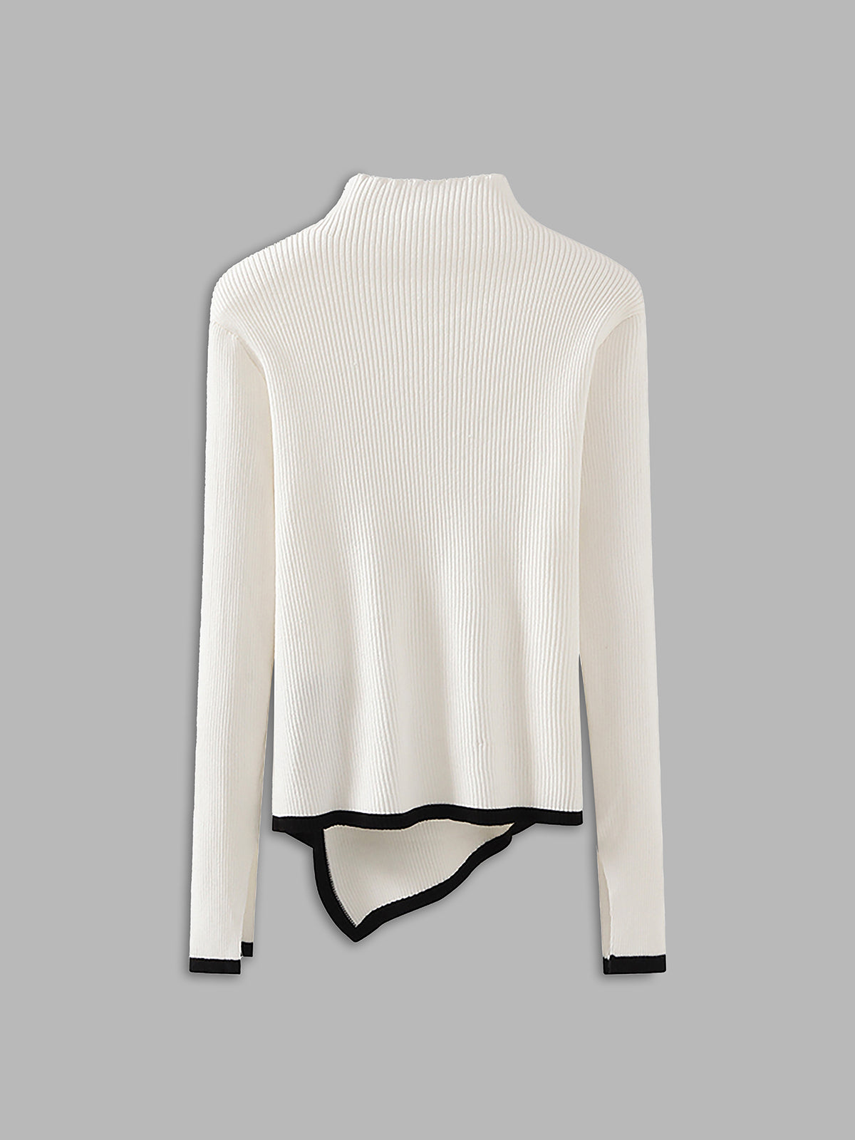 Asymmetrical Trim Mock Neck Sweater-Massicos