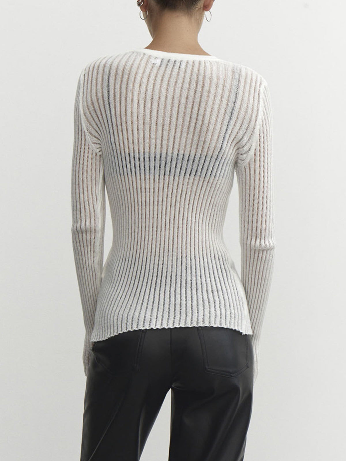 See Through Ribbed Mesh Top-Massicos