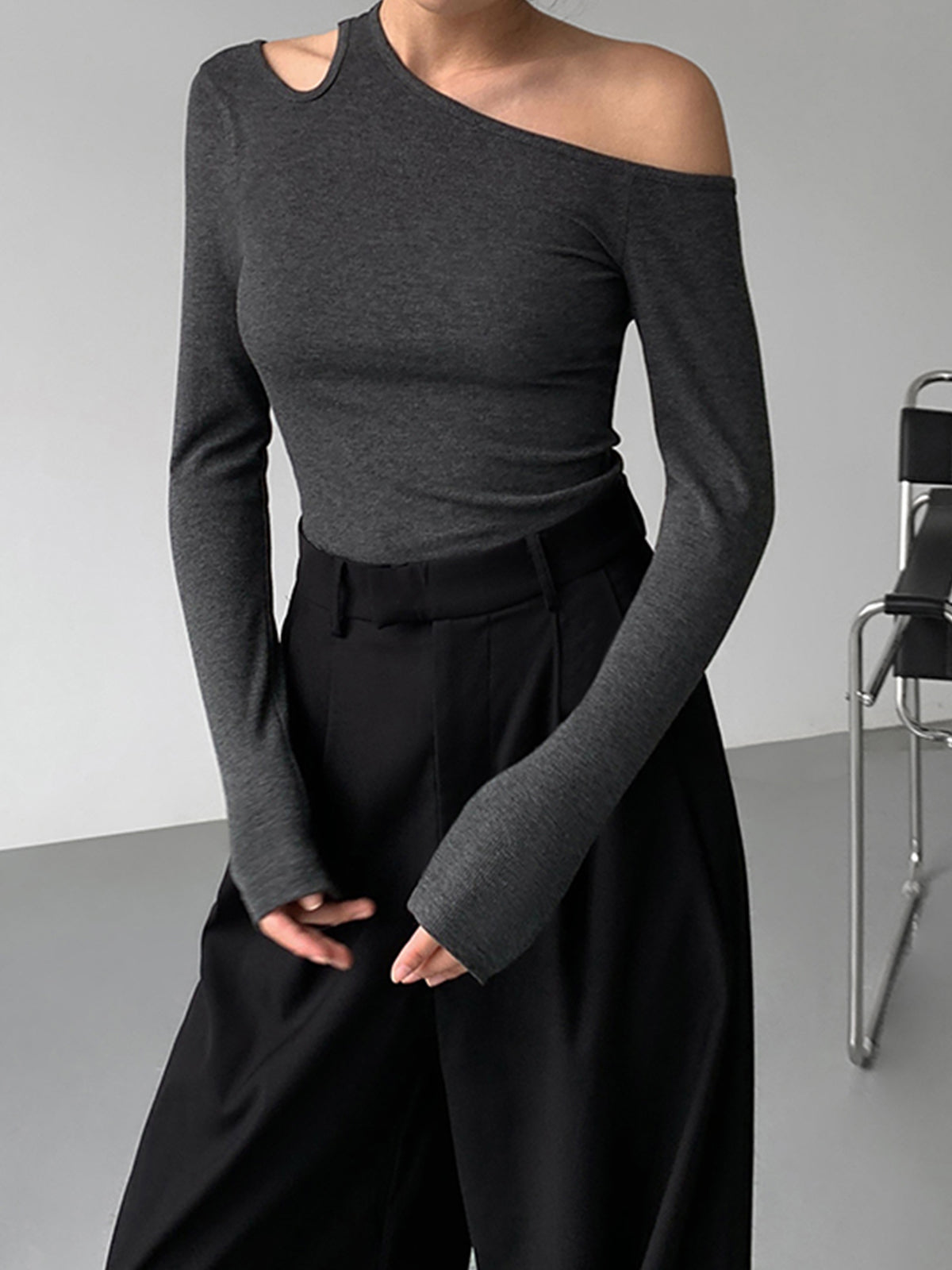 Slinky Cutout Knit Top-Massicos