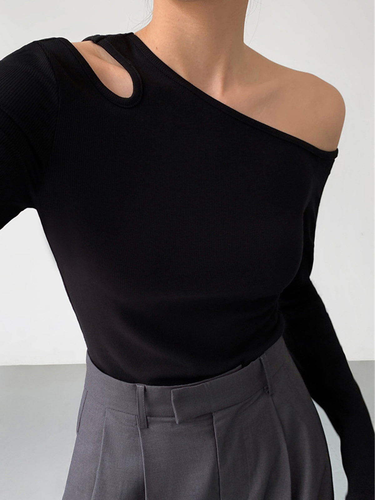 Slinky Cutout Knit Top-Massicos