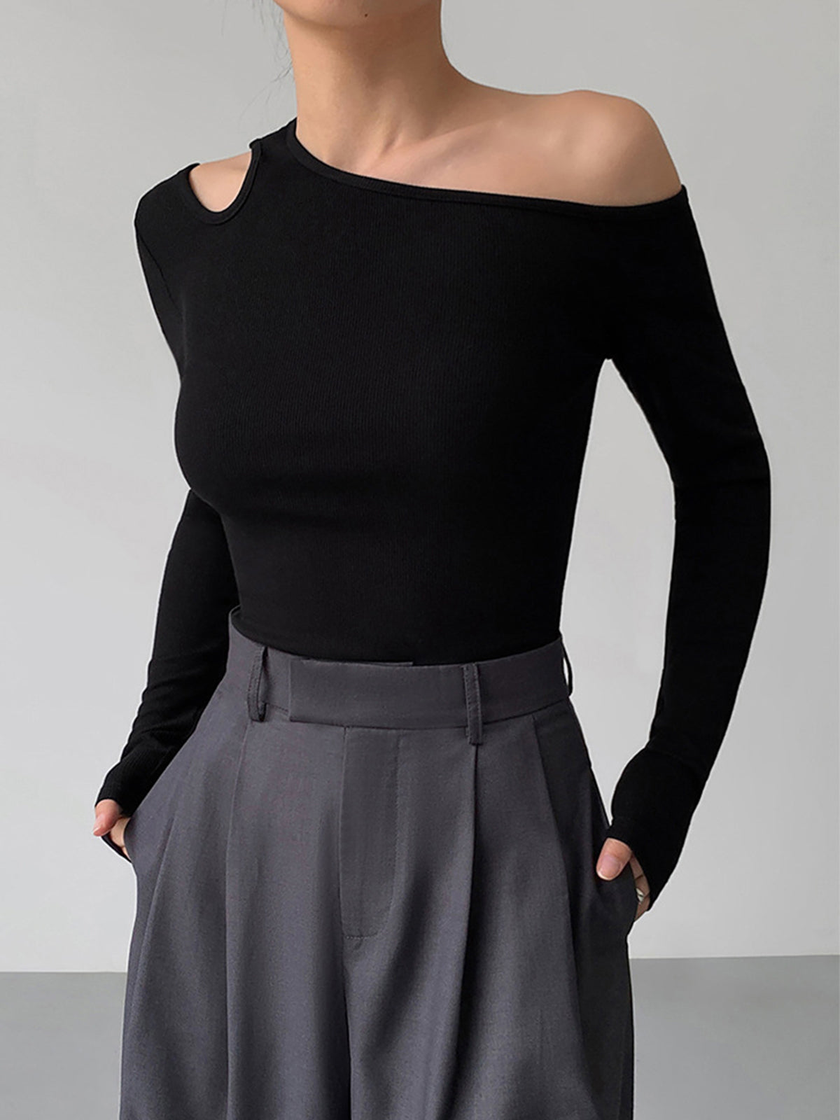 Slinky Cutout Knit Top-Massicos
