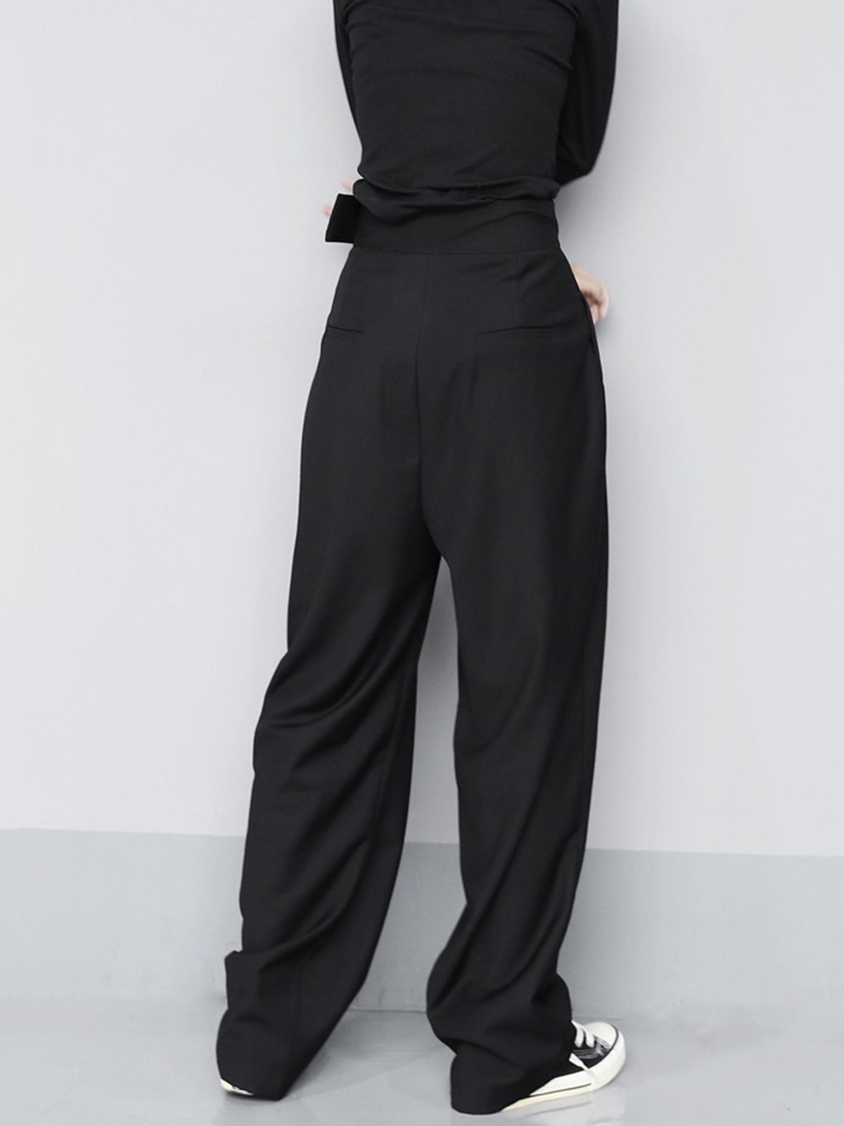 Hook-and-Loop Fastener Wide Leg Velcro Pants-Massicos