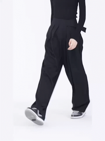 Hook-and-Loop Fastener Wide Leg Velcro Pants-Massicos