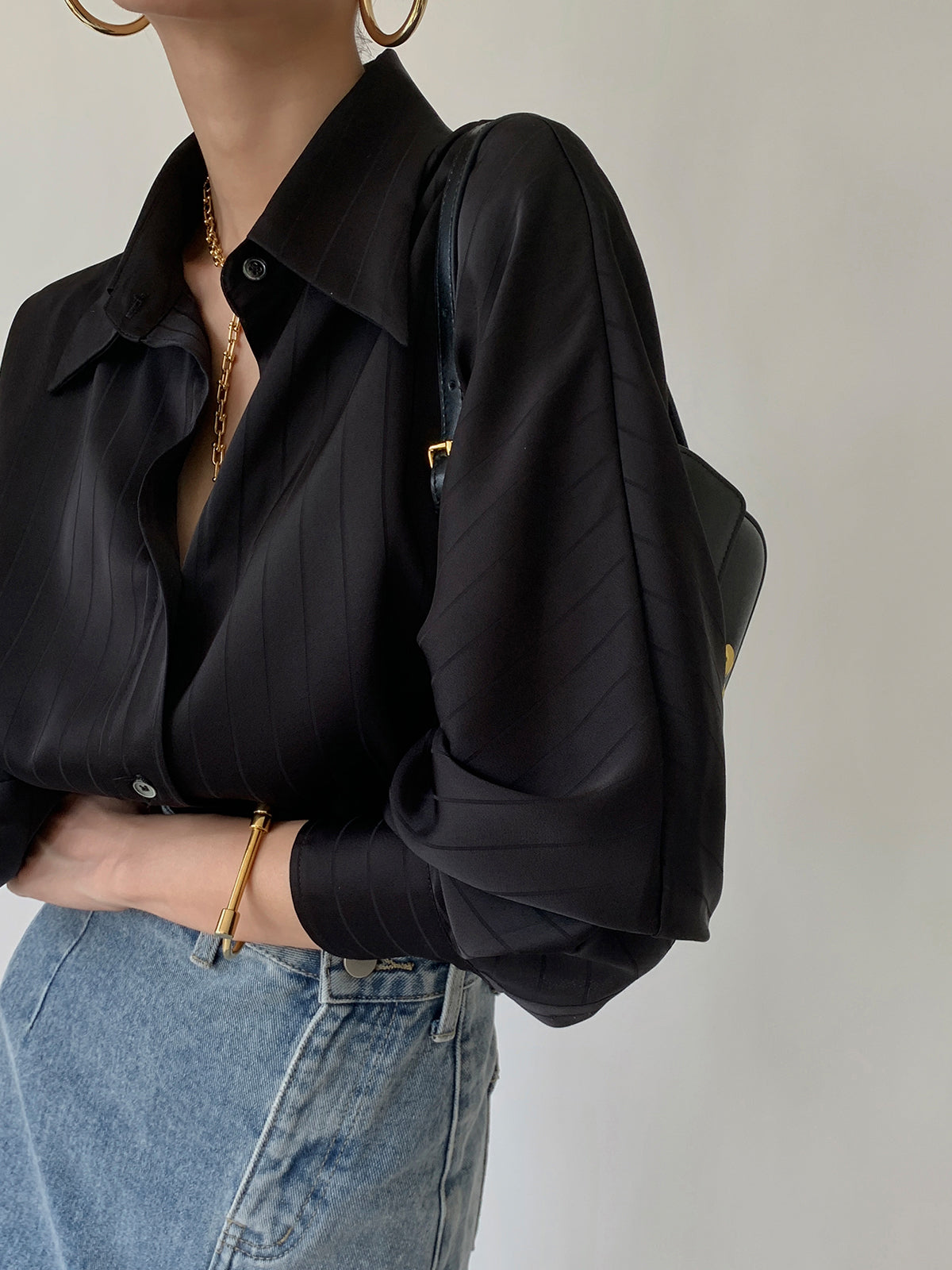 Charlotte Oversized Button Up Collared Shirt-Massicos