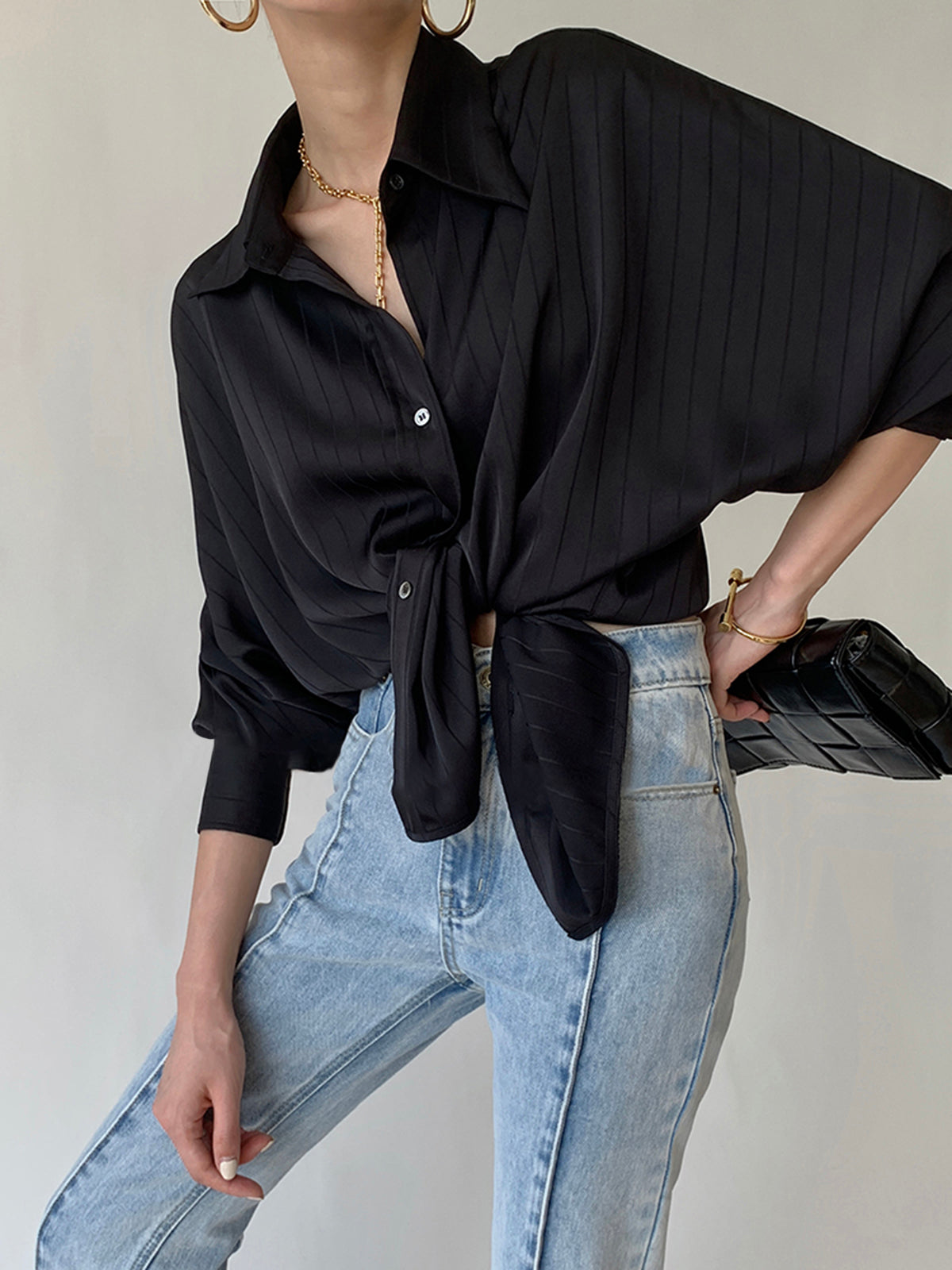 Charlotte Oversized Button Up Collared Shirt-Massicos