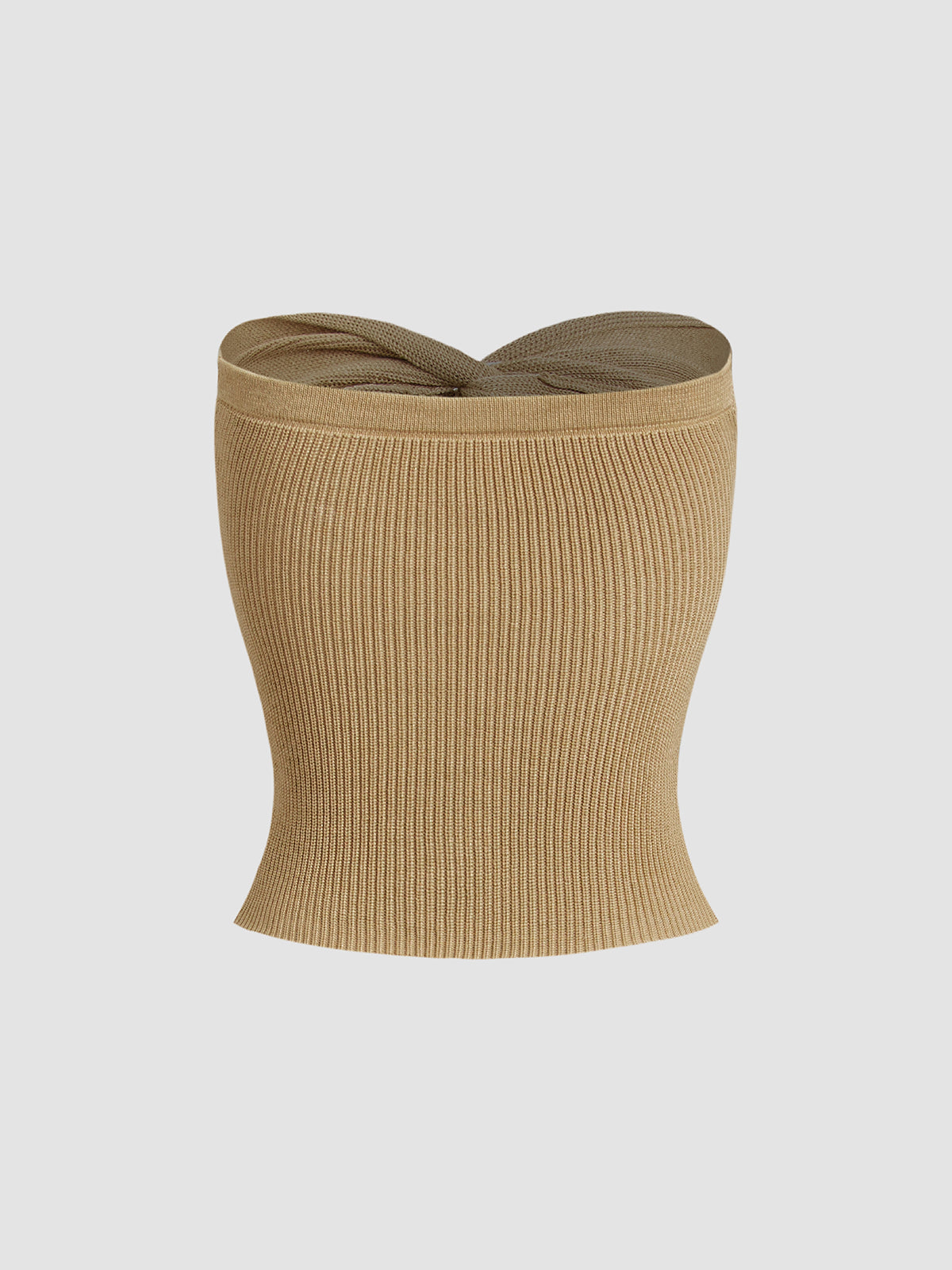 Sweetheart Twist Ribbed Crop Tube Strapless Top-Massicos