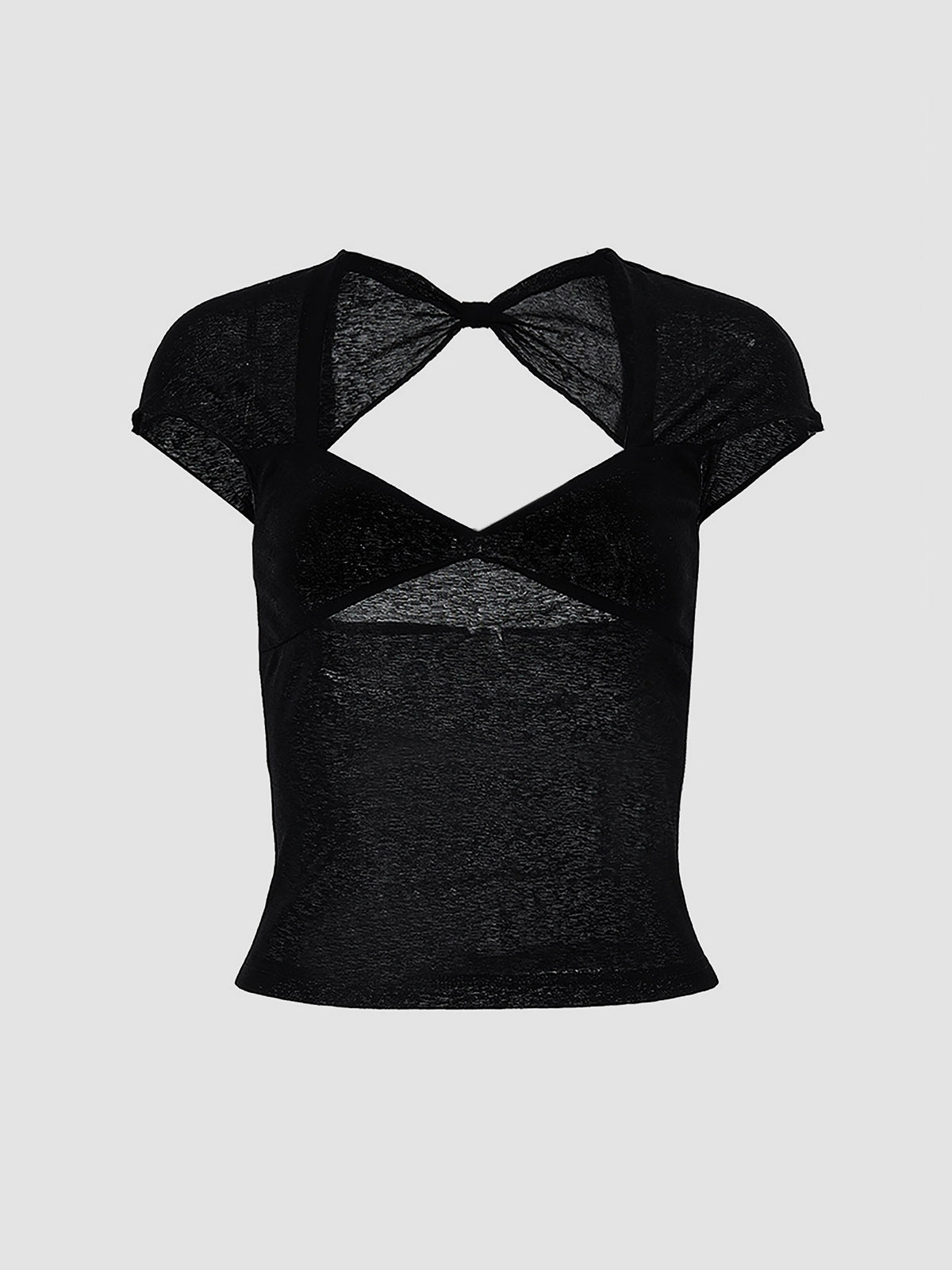 Semi-sheer Mesh Open Back T-shirt-Massicos