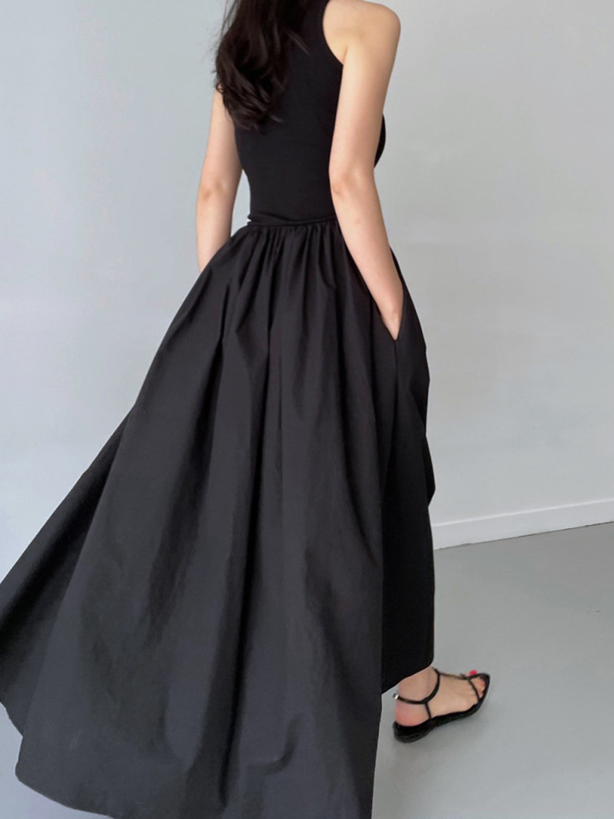 Leisure Crew Neck Long Dress-Massicos