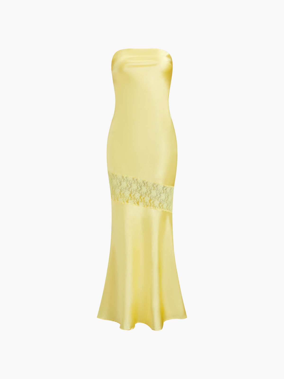 Asymmetrical Lace Strapless Tube Midi Dress-Massicos