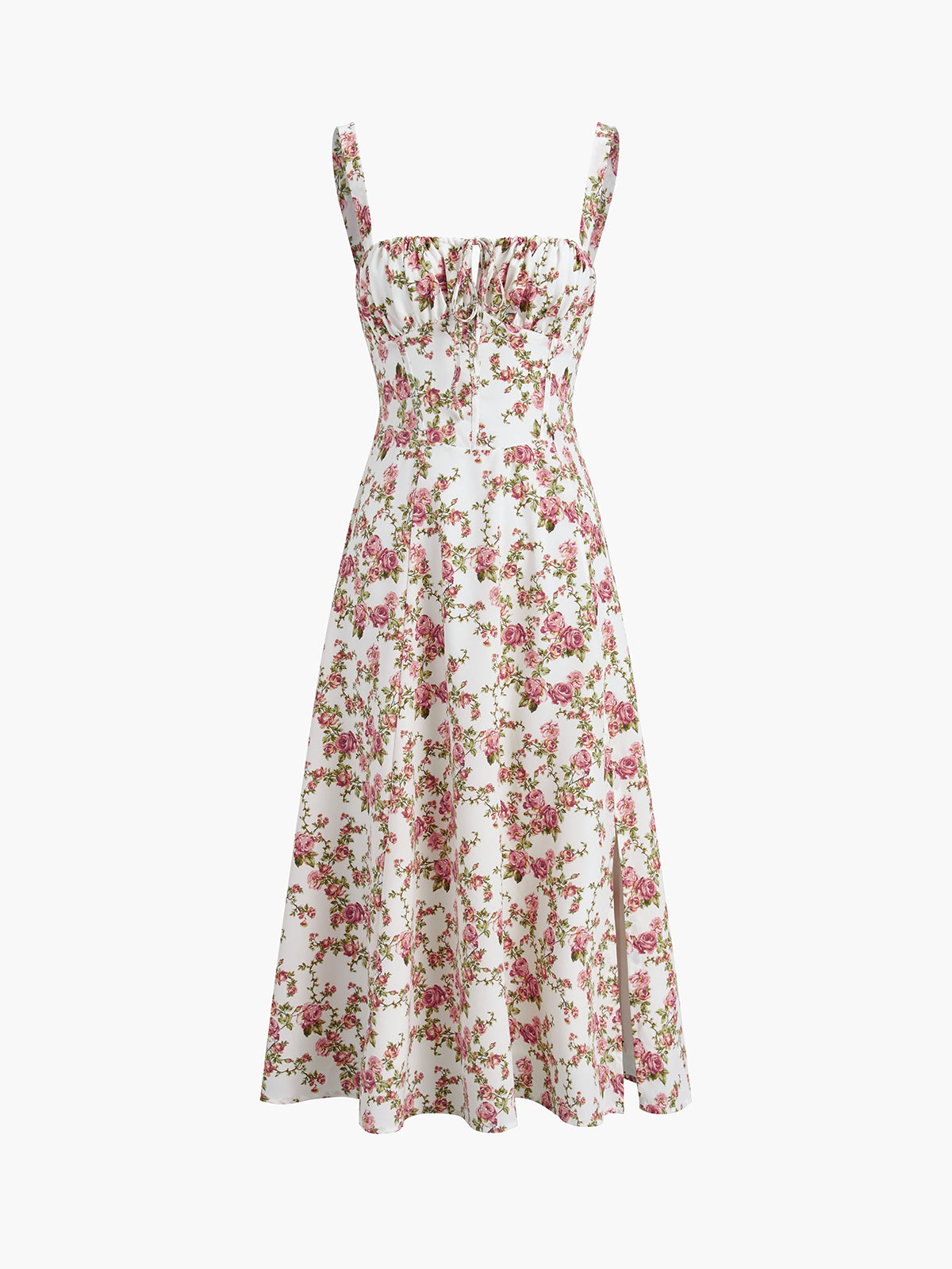 Rosebud Floral Midi Sundress-Massicos
