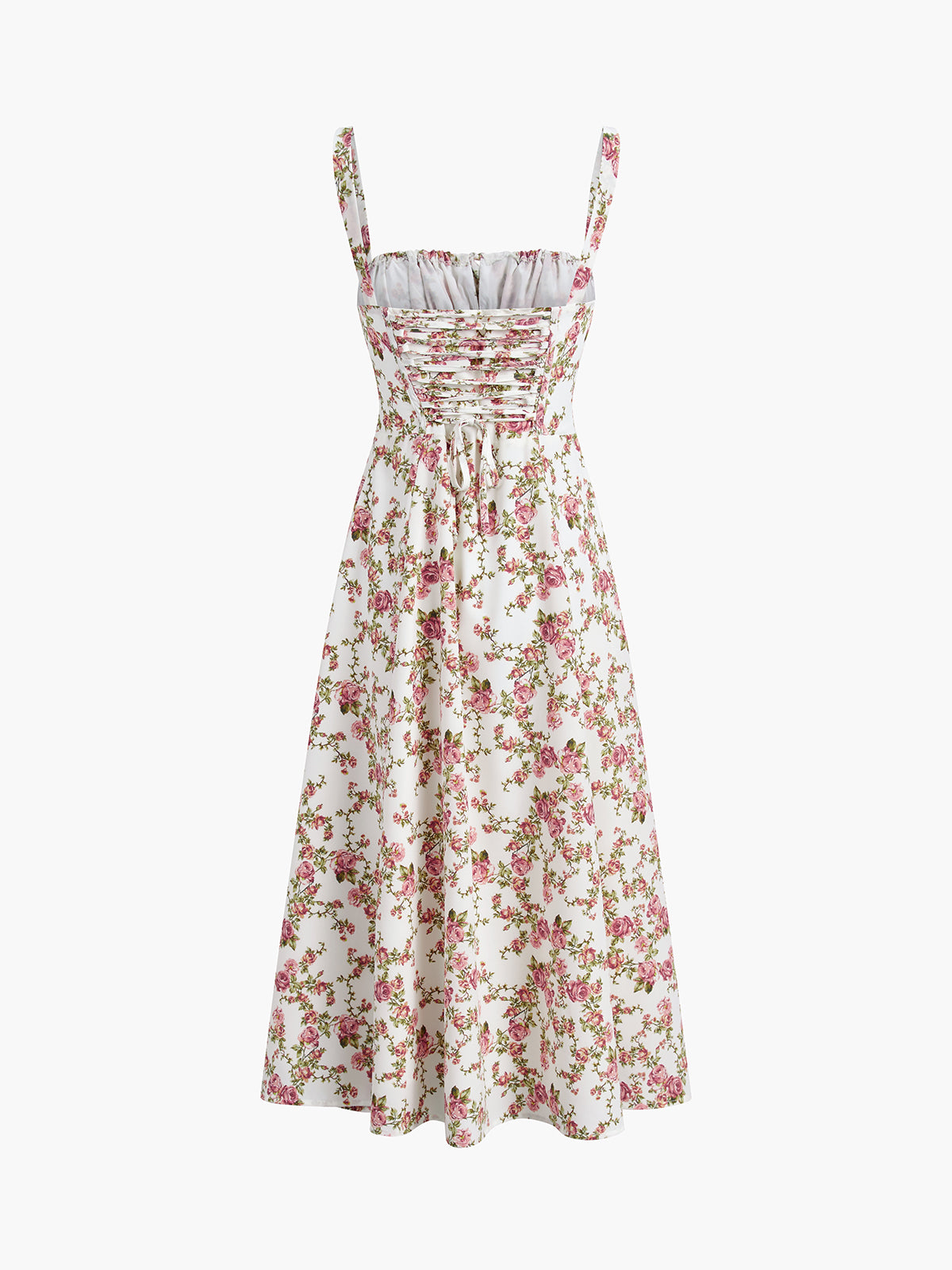 Rosebud Floral Midi Sundress-Massicos