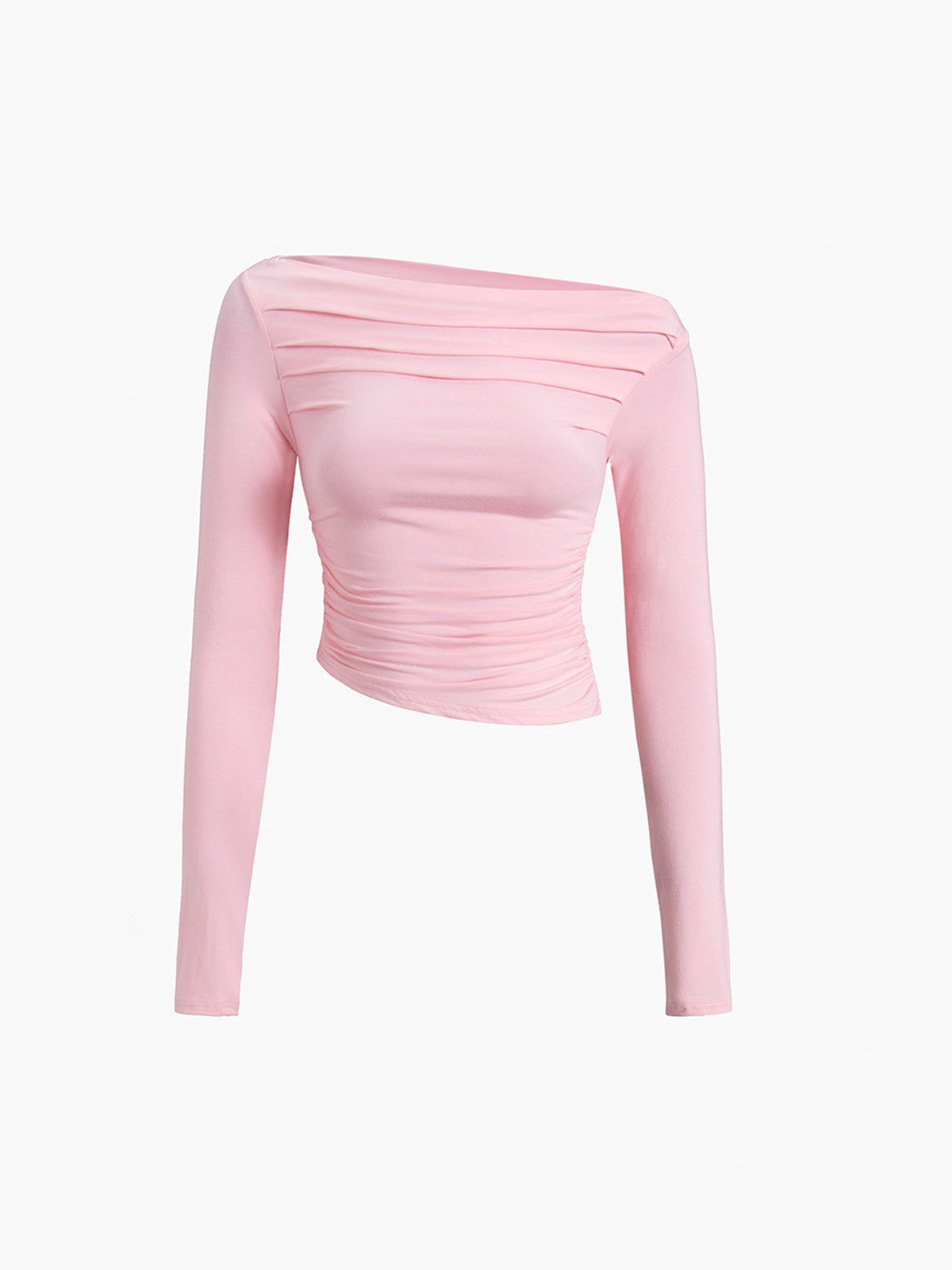Asymmetrical Off Shoulder Long Sleeve Shirt-Massicos