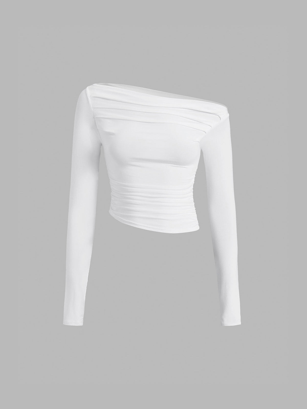 Asymmetrical Off Shoulder Long Sleeve Shirt-Massicos