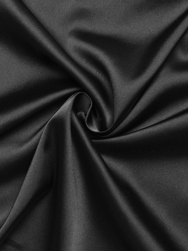 Satin Raw Hem Tied Two Piece Skirt Set-Massicos