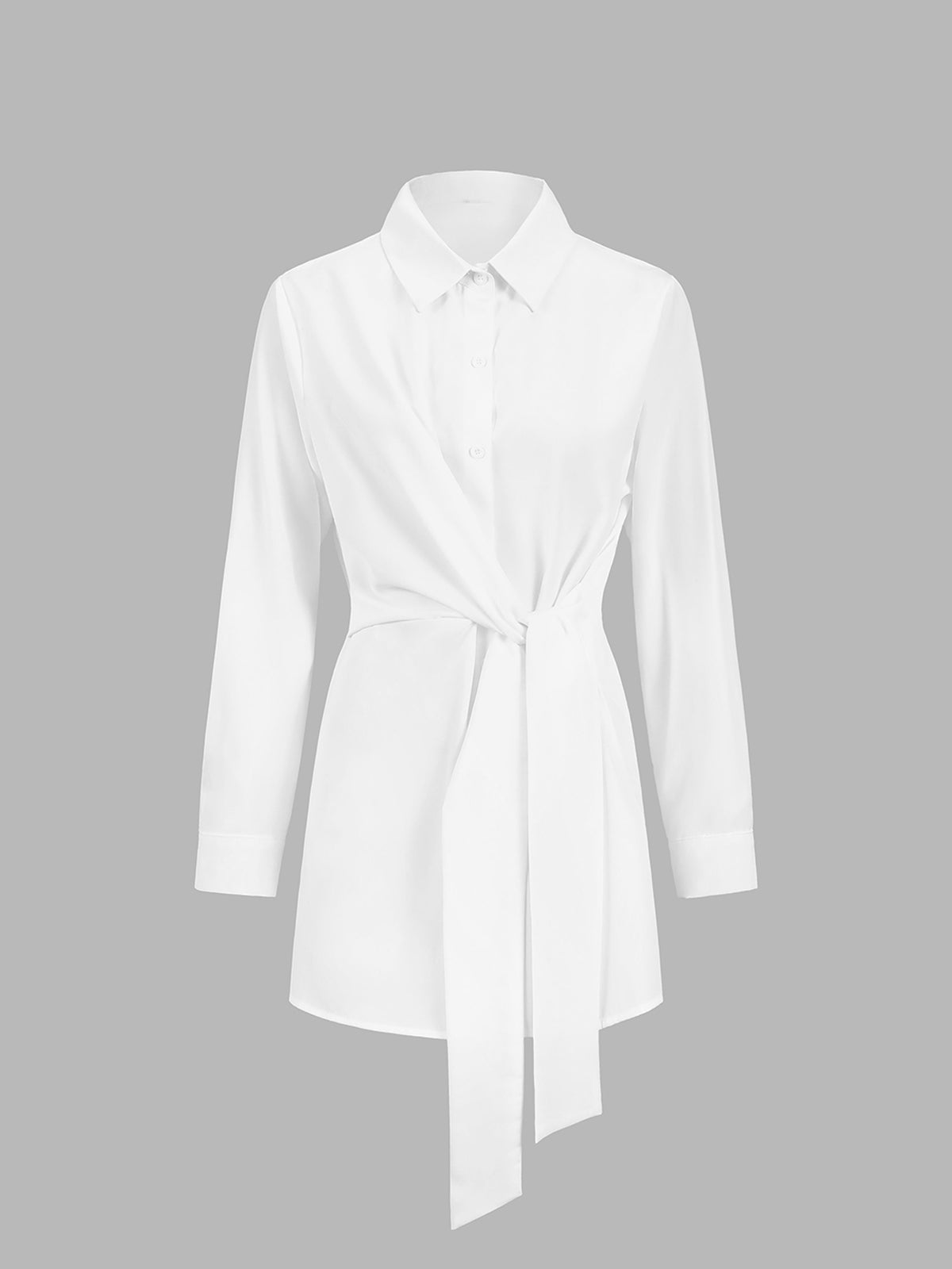 Semi-Sheer Button Down Tied Long Shirt-Massicos