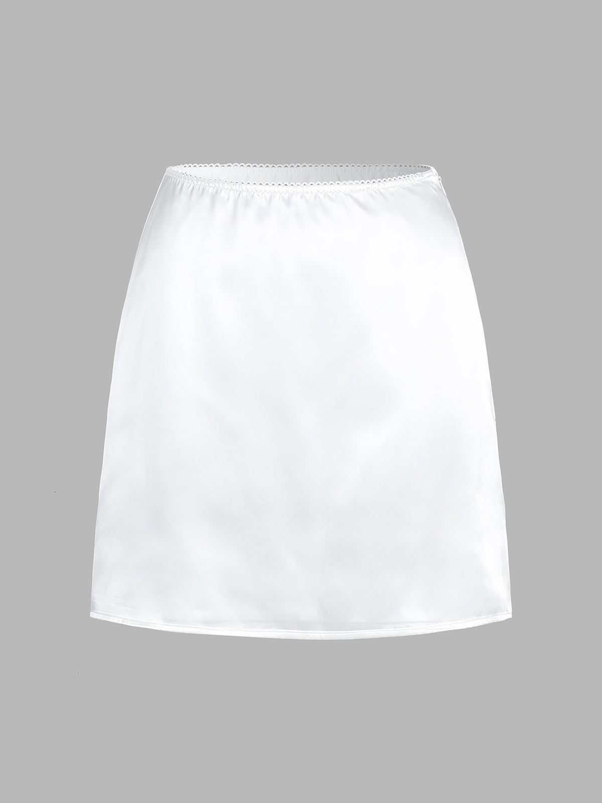 Lace Trim Satin Skirt Set-Massicos