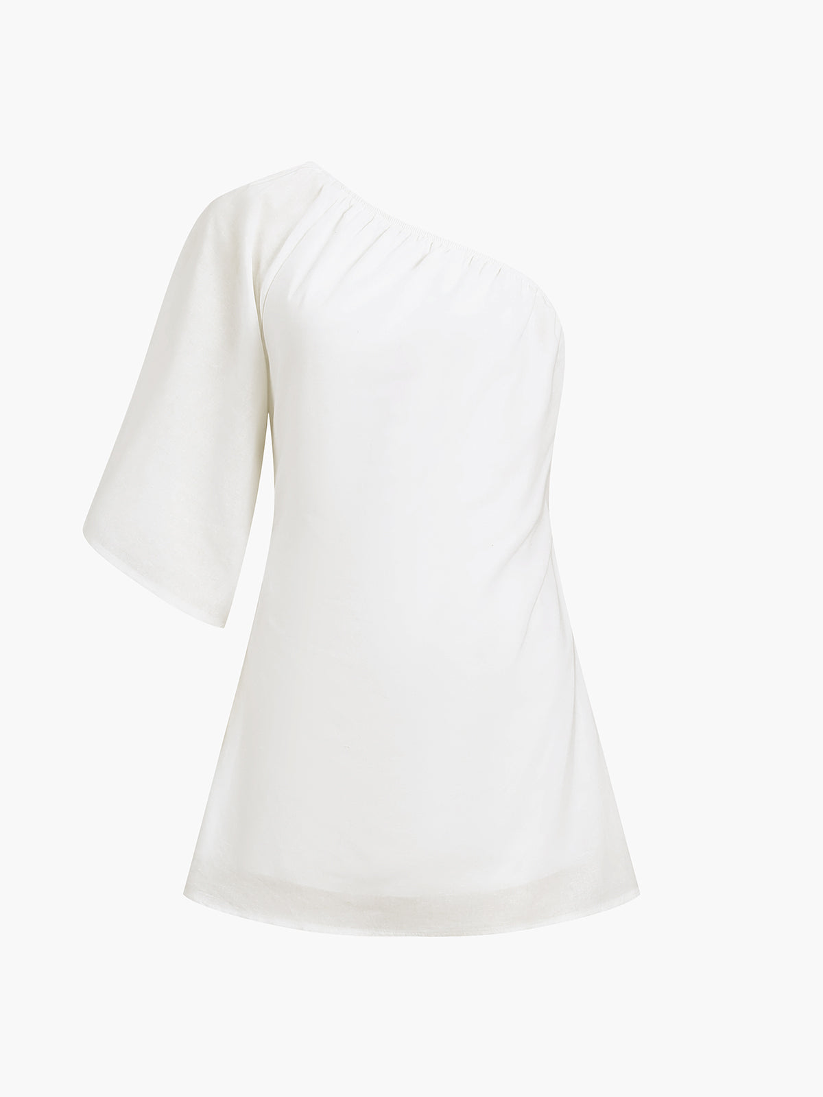 Aegean Cotton Linen One Sleeve Short Dress-Massicos