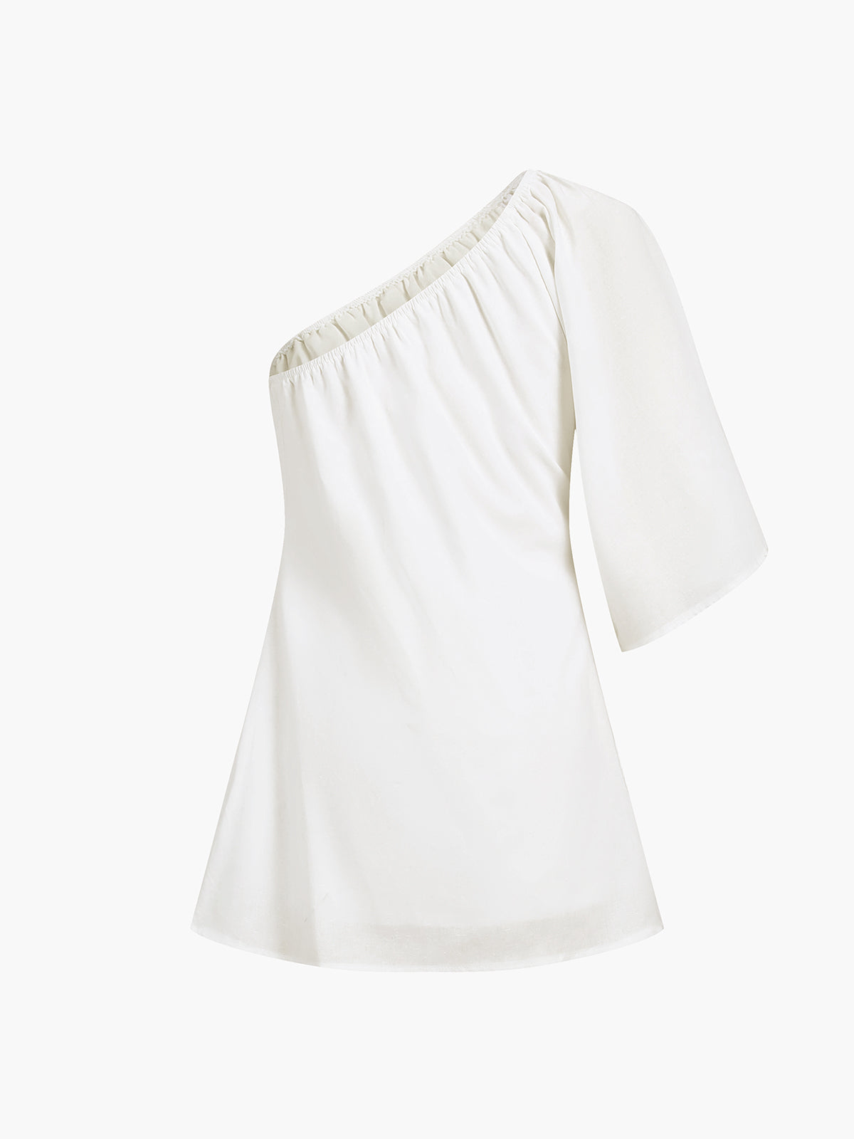 Aegean Cotton Linen One Sleeve Short Dress-Massicos
