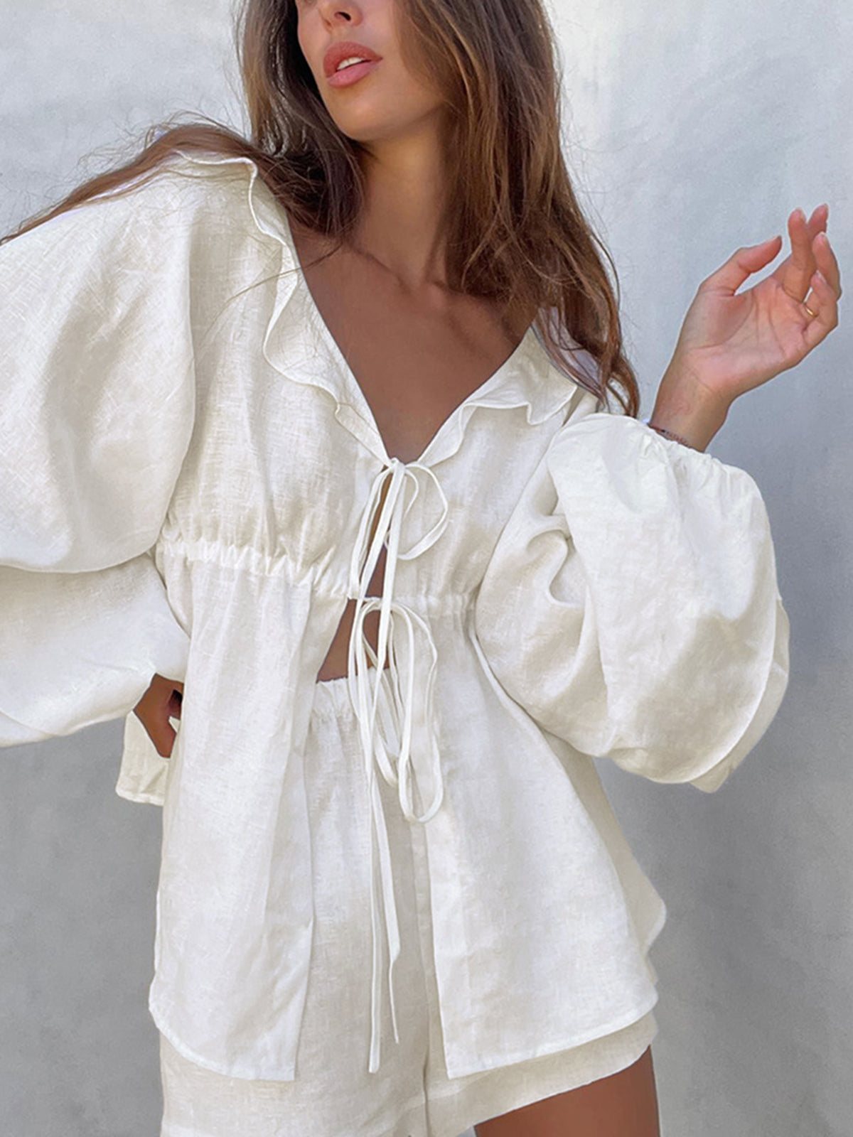 Cotton & Linen Cowgirl Melody Two Piece Shorts Set-Massicos