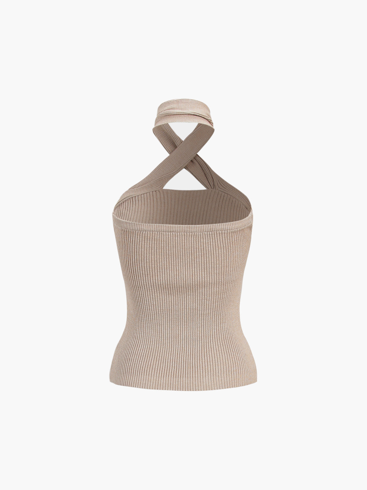 Chestnut Halter Rib Knit Top-Massicos