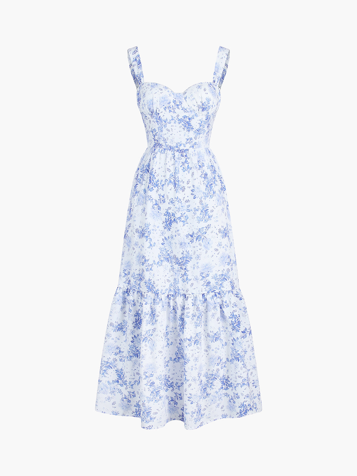 Forget Me Not Floral Pockets Zippered Long Dress-Massicos