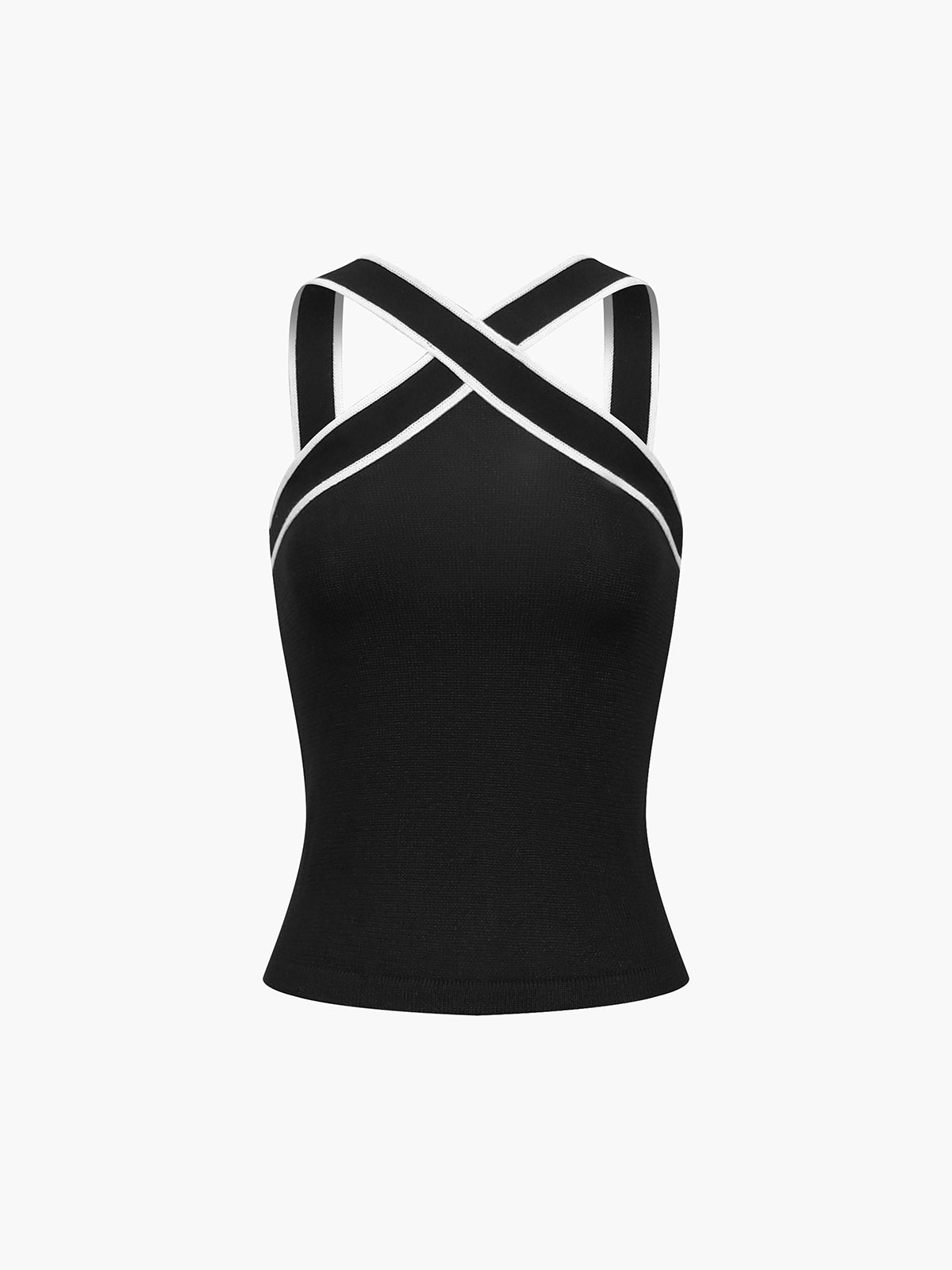 Contrast Trim Strap Knit Top-Massicos